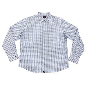 UNTUCKit Men's Blue Plaid Gingham Long Sleeve Button Front Shirt Size XL